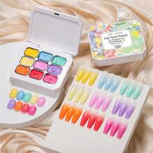 MEET ACROSS 9 Colors Pat Painting Gel Nail Polish, Pink Patting Glue Smudge Canned High Saturation Popular Semi-Solid Nail Polish Glue Nail Salon Special Manicure Nail Supplies Halloween Nails