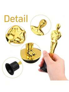 24/1/3pcs Gold Trophy Statue - Plastic Oscar Style Award Trophy, For Party Decoration, Thank You Gift, Tabletop Centerpiece, Non-Prop, No Feather, No Electricity Required - Gold - View 4