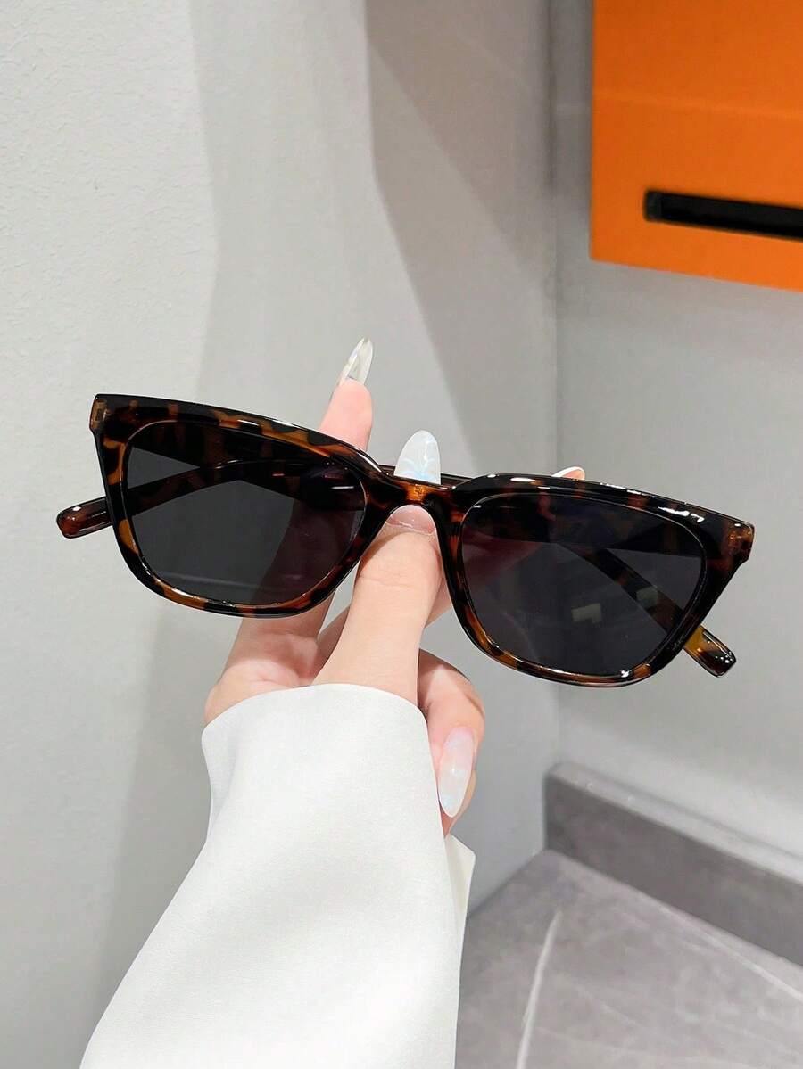 1 Pair Vintage Elegant Cat Eye Glasses For Women And Men, Suitable For Fishing, Vacation, Sports, Travel, Street Style, Driving, Beach, Festivals, Sporty, Outdoor Activities, Parties - 豹紋灰 - 查看 1