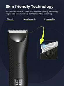 Trymer do ciała i modelowania sylwetki dla mężczyzn, maszynka do brody, twarzy, włosów, ciała i włosów intymnych, wymienne głowice ceramiczne i stacja ładująca USB, męska maszynka do golenia higienicznego, trymer do wyświetlania poziomu baterii. 2024 Nowa golarka do ciała Groomer, prezenty dla zakochanych.