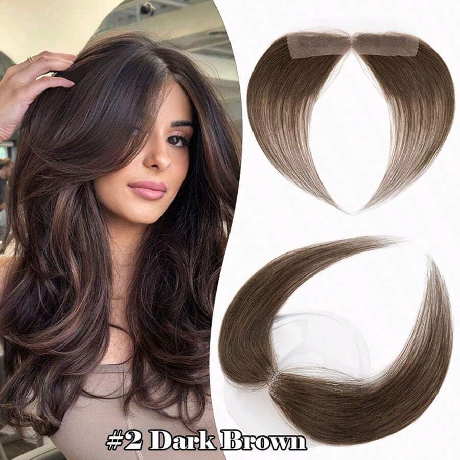 Women Forehead Hairline Toupee Human Hair Skin Lace Hairpieces Full Lace 100% Real Human Hairpieces Cover Up Patch Receding Hairline Straight Hair Topper Wigs