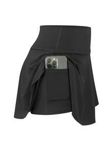 Women's 3-Piece Activewear Set – Mini Sports Skirt With Built-In Shorts & Pocket Detail Christmas Gift & New Year Gift - 藏蓝色 - 查看 2