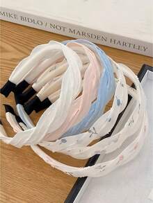 3 piezas Diademas con estampado floral minimalista y fresco, de moda versátil y antideslizante, accesorios de pelo dulces y elegantes para niñas - Multicolor - Ver 9