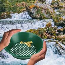 Máquina de lavado de oro de 10/14/15 pulgadas, criba de minería, herramientas de detección de metales, tamiz, bandeja de oro, tazón de plástico verde, 1/3 PCS - 1 juego de 3 piezas - Ver 7