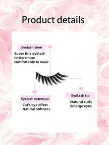 10对狐狸眼假睫毛配猫眼睫毛，浓密自然卷翘睫毛，适合日常使用 - 眼尾拉長款 - 查看 3