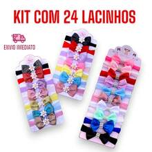 Kit 24 Faixas Laço para Bebê | Tiaras Confortáveis RN Menina | Acessório Infantil - several - Visão 3