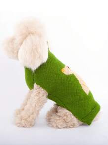 1pc Autumn/Winter New Pet Dog/Cat Sweater, Warm Knitted Jacquard Rabbit Pattern Pullover, Suitable For Small/Medium Dogs, Ins Style Pet Clothing