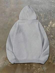 Women's Plus Size Sarcastic Cat Birthday Quote Hoodie - "No Need To Ruin Yourself" Graphic, Grey Geometric Pattern Pullover With Pockets, Cozy Fleece-Lined Hooded Sweatshirt For Autumn/Winter Casual Wear, Cat Clothes, Autumn Fashion, Playful Design, Durable Construction, Humor Enthusiasts - 灰色 - 查看 3