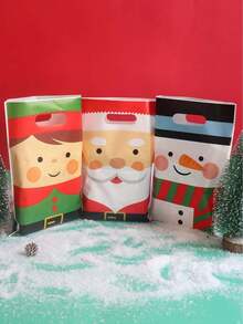 20/50pcs 16.5*25cm Christmas Gift Bags With 4 Patterns, Cute Cartoon Santa Claus, Snowman, Reindeer And Christmas Elf, Suitable For Christmas Gift Packaging, Family Gatherings, Parties And Holiday Gifts.
