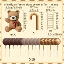 Roaring Good Time Brown Bear Cake Topper, Mocha Brown Ball Cake Decor, Boho Style Little Bear Cake Decoration, Gender Reveal Party Birthday Cake Topper, Valentine's Day Cake Decor - Multicolor - View 19