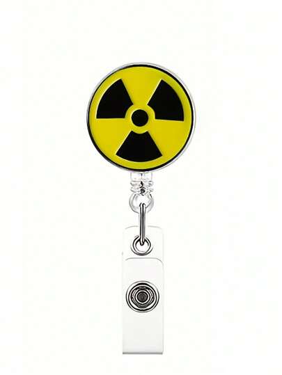 1pc 2D Retractable Nuclear Power Badge Clip - Durable Acrylic Clip, Suitable For Nurses, Office Workers, School Supplies, Back To School, Team Gifts, Professional ID Badge Reel, ID Badge Holder, Medical Staff Accessories, For School Use, Lovely Little Thing