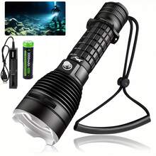 1pc XHP70.2 High Lumens Diving Flashlight - 3Modes Scuba Diving Light IPX8 Underwater Waterproof LED Torch With 18650 Battery & USB Charger For Outdoor Camping/Snorkeling/Night Diving/Deep Sea Caving - Black - View 2