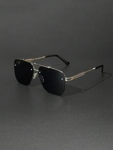 1 Kính thời trang nam gọng kim loại nửa gọng, kiểu dáng hình học, sành điệu và thanh lịch, thích hợp cho công việc, quán cà phê và các dịp giải trí khác - Nhiều màu - Xem 1