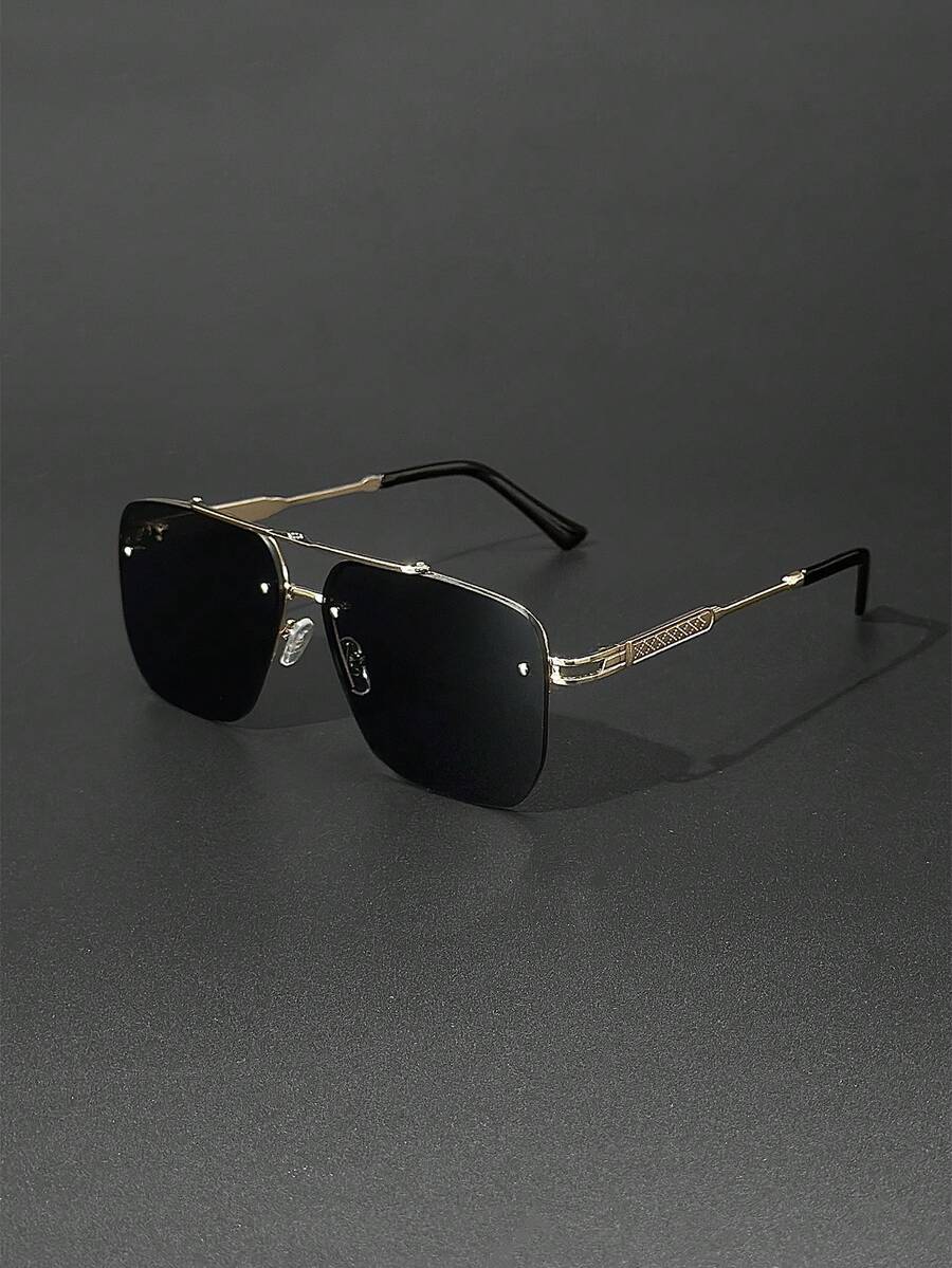 1 Kính thời trang nam gọng kim loại nửa gọng, kiểu dáng hình học, sành điệu và thanh lịch, thích hợp cho công việc, quán cà phê và các dịp giải trí khác - Nhiều màu - Xem 1