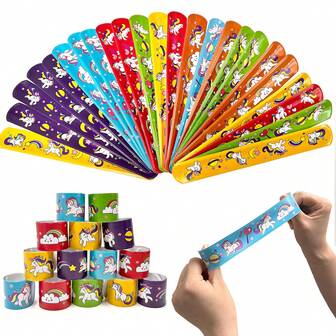 36Pcs Unicorn Slap Bracelets For Birthday Party Favors Snap Bracelets Pack Bulk One Size Fits All