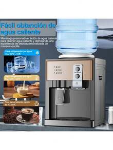 Dispensador de agua, dispensador de agua, dispensador de agua 3 en 1, agua caliente, fría y tibia, calentamiento instantáneo y rápido, temperatura constante automática, carcasa de acero inoxidable para evitar quemaduras, apagado automático antisecado, ahorro de energía, adecuado para botellas de agua de varios tamaños, base cerrada para evitar la contaminación del suministro de agua, mantiene limpia la fuente de agua, extraíble para limpieza, color champán, de alta gama, adecuado para cocina, encimera, dormitorio u oficina - Tipo de Enchufe A USA (110-127V) - Ver 2