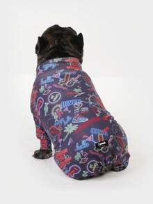 Dog Pajamas, Dog Recovery Clothes, Dog Apparel, Dog , Dog Supplies, Dog Outfits, Dog Clothing, Dog Accessories, Puppy Pajamas, Puppy Clothes, Puppy Accessories, Puppy Sets, Soft Stretchy Fabric Pajamas Suitable For Small, Medium And Large Dogs, Colorful Button Pattern Print, Size S-6XL