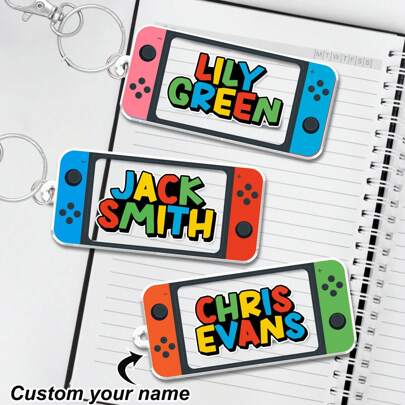 Custom Name Acrylic Keychain,Gamer Name Tag, Personalized Backpack Name Tag, Diaper Bag Tag,Bag Charm, Video Game Keychain , Lunchbox Bag Tag,Office Decor,Elegant Living