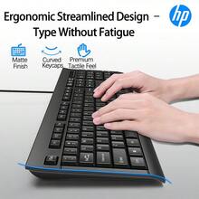 HP The KM100 Ergonomic Silent Keyboard Features A Scientifically Designed Stepped Keycap Layout To Alleviate Wrist Fatigue. It Also Features USB Plug-And-Play And Supports Switching Between Three Devices With One Click. It's A Great Choice For Students Taking Online Classes Or Working From Home. - Black - View 3