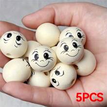 20mm Wooden Beads With Big Eyes And Happy Expressions - 5/20/40pcs For Jewelry Making, DIY Lucky Bug Keychains, And Home Decorations