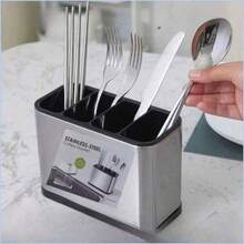 1pc Kitchen Sink Soap Dispenser, 3-In-1 Kitchen Sink Sponge Holder, Stainless Steel Kitchen Sink Organizer Tray, Draining Rack, Tabletop, Stainless Steel Cutlery Cleaning Brush, Kitchen Dish Drying Rack, Storage Shelf - Silver - View 9