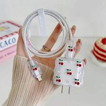 5pcs Flower/Butterfly Cable Protector 20W Fast Charging For Apple 14 13 12 11 Pro Max, Best Gift For Friends Nan Charger Protector Charger Case Phone Accessories - Red - View 4