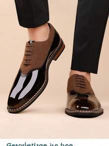 زوج من أحذية أكسفورد الرسمية ذات اللون الأحادي للرجال، من جلد البولي يوريثان بطراز بريطاني، أحذية رسمية مناسبة للمنزل وجميع المواسم