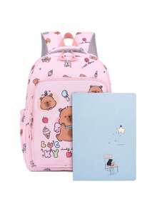 卡通卡皮拉拉可爱大容量旅行背包三件套 - 粉色 - 查看 4