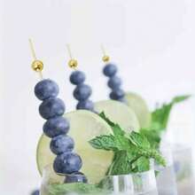 200/100/50/10pcs Fruit Skewers, Bamboo Picks, Flower Picks, Fruit Sticks, Creative Art Toothpicks, Cocktail Decorative Bamboo Sticks, Cake And Burger Art Forks - For Beverage Decoration, Desserts (Birthday, Wedding Party Supplies, Christmas Gifts) Suitable For Appetizers, Drinks, Fruits, Snacks And Weddings, Wedding Decorations | Fashionable Gold Beaded Fruit Forks | Durable Bamboo Sticks For Fruit Platters Etc. - Multicolor - View 4