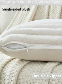 1pc Solid White Stripe Light Luxury And Luxurious Style Rabbit Plush Pillow Case Creative Home Fabric PillowCushion.Delicate And Breathable, Skin Friendly And Soft, Warm And Happy, Suitable For Wedding Birthday Themed Party , Sofa, Chair,Living Room, Bedroom, Office, Outdoor, Camping, Terrace,Automobile Decoration.Friends And Family Festival Gifts, High-End Taste.18*18inch.