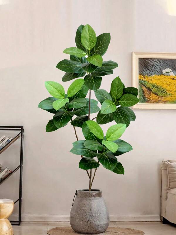 70-130cm künstlicher Ficus-Baum Pflanzen, Kunststoff Feigenbaum Zweige, tropische Monstera-Pflanzen, gefälschte geäderte Magnolie Blätter für Zuhause Garten Inneneinrichtung Küche ohne Topf 1 Stück