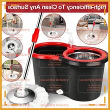 Local Devery-Spin Mop And Bucket With Wringer Set With 3 Microfiber Mop Replacement Heads And 61" Stainless Steel Adjustable Handle For Floor Cleaning