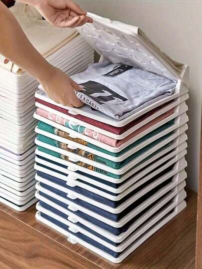1/5/10/20 delar hopfällbar klädorganisatör, stapelbar platsbesparande sorteringsställ för skjortor och byxor med lock, kökskorgslådor, lättåtkomliga, rörfria, soptunnor och behållare för hemorganisation, tvättorganisation och förvaring