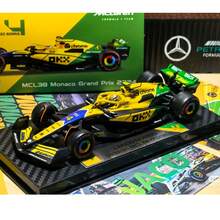 Burago 1 件 1:43 比例压铸 F1 系列 - 迈凯伦 F1 车队 MCL38 2024 年摩纳哥大奖赛，来自车手 #4 /车手 #81 Oscar Piastri，合金材料，逼真复制品，两种包装选择：带车手头盔模型的亚克力展示盒/普通纸板盒，收藏版汽车模型，赛车迷的高端礼物，万圣节、圣诞节、生日、家居装饰 - 多色 - 查看 4