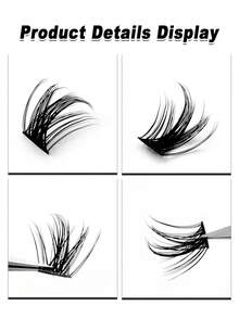 Rikuaild 120片D型卷翘蓬松簇状假睫毛，柔软交叉，妆效自然，适合日常生活、婚礼、约会、派对、音乐节、春季旅行等各种场合。 - D - 查看 4