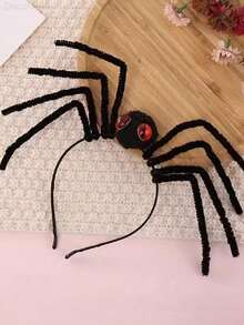 1pc Green Big Eye Spider Headband, Funny Plush Hairband For Girls, Cosplay Accessory Suitable For Halloween Party, Headpiece, Hair Band, Makeup, Hair Hoop, Hair Accessories, Winter Fall Autumn Accessories, Home Beauty Women Accessory Gifts ,Halloween Costumes Holiday Essential