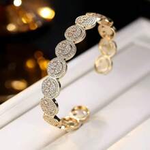 1 Stück modischer minimalistischer Herz-Kristall lächelndes Gesicht, kupfergoldplattierter kubischer Zirkonia Dekor, geeignet für Partywear