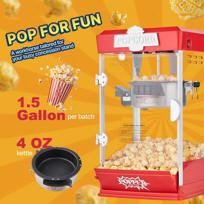 Tabletop Popcorn Maker, 480W, 113g, Red