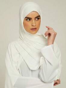 1 chiếc khăn choàng dệt kim cỡ lớn, mềm mại, màu trơn, thích hợp cho nữ, phối cùng váy. - trắng - Xem 6