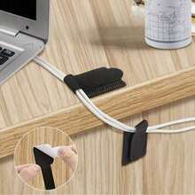 20 Pieces Durable Nylon Self-Adhesive Cable Ties - White And Black, Reusable And Versatile For Home And Office Wire Management, Flexible Cable Organizer For Computers, Desktops, Cable Organizers