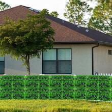 Outdoor Decor Essential! 6.56ft Expandable Artificial Ivy & Orchid Fence – Realistic Greenery With White Orchids, Durable Vinyl, Ideal For Garden Concealment, Wedding Backdrops & Patio Privacy, Transforms Spaces Instantly - Hoa lan tím - Xem 6