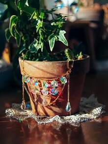 1 pieza Decoración de atrapasol en forma de maceta, decoración de jardín estilo bohemio, crea una atmósfera soñadora con arcoíris, adecuado para decorar macetas, para el hogar y exteriores, regalo de Navidad, cumpleaños, fiesta, celebración de Año Nuevo