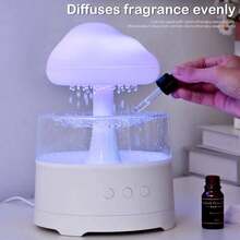 Rain Cloud Lamp Humidifier Aromatherapy Diffuser 7 Colors LED Changing Mushroom Decorative Lights Essential Oil Diffuser Water Drip Rain Sounds For Relax Sleeping Bedroom Office