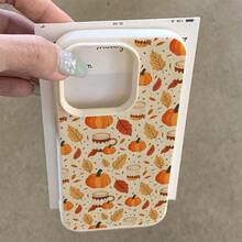 1pc TPU Material Autumn Pumpkin, Apple, Maple Leaf Pattern Phone Case, Compatible With Iphone/ Compatible With Samsung Waterproof Shockproof Anti-Fall Scratch Resistant - 白色 - 查看 4