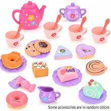 Children's Tea Party Set 27 Pcs Kitchen Role Play Pretend Teapot Teacup Dessert Cake Toy Girl Christmas Gift