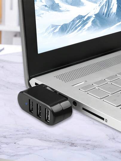 1 szt. obrotowy rozdzielacz USB 2.0, mini hub 3-portowy, stacja dokująca USB 2.0 z 3 portami