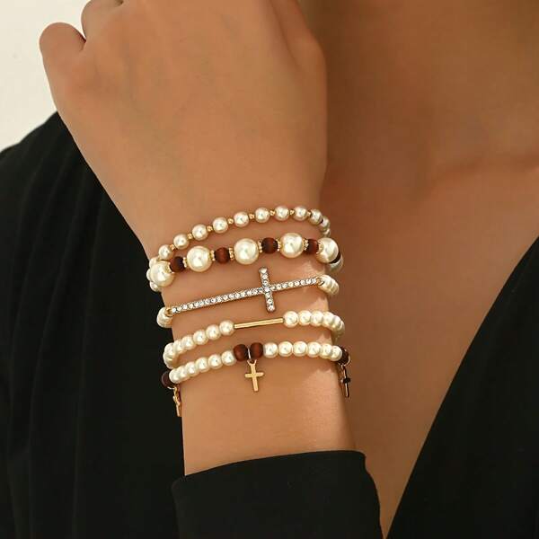 Übertriebenes Mode Retro Perlen Design luxuriöses Armband, geeignet für Hochzeit, Party, Strand