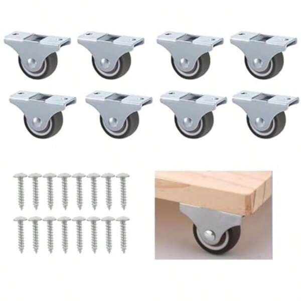 Furniture Wheels 8Pcs 1 Inch Low Profile Rubber Non Swivel Silent Ball Bearing Furniture Caster Wheels Load Bearing Silent Soft Rubber Drawer Wheels WearResistant Plate Furniture Wheels