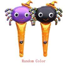 5/10pcs Halloween Theme Stick Balloons Bat Pumpkin Ghost Shape Hand A Stick Air Balloon Halloween Party Decoration - Multicolor - View 8