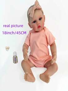 Poupée bébé Loulou réaliste de 18 pouces avec cheveux 3D peints à la main, doux nouveau-né (avec biberon, couche, certificat de naissance). Poupée de la série cadeau d'anniversaire, corps entier en vinyle souple, cadeau de Noël